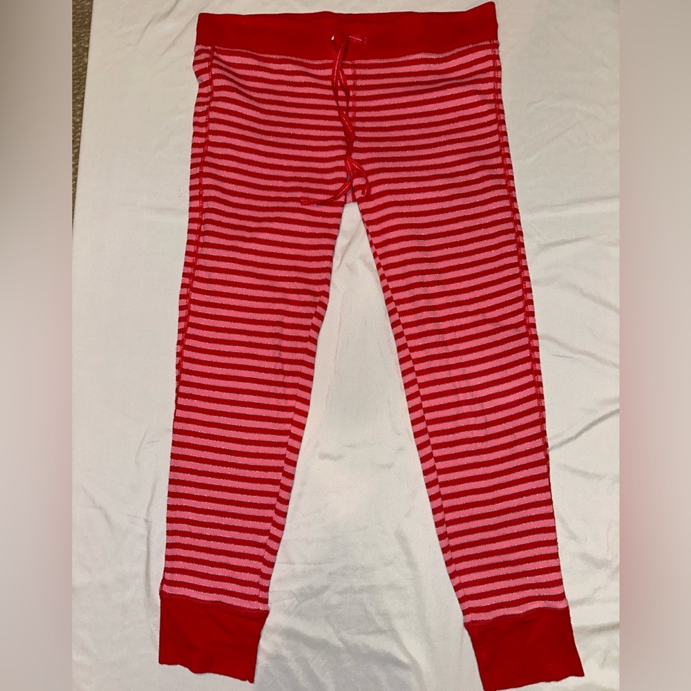 Victoria's Secret Intimates Red & Pink Glitter Stripe Drawstring Sleep Pants